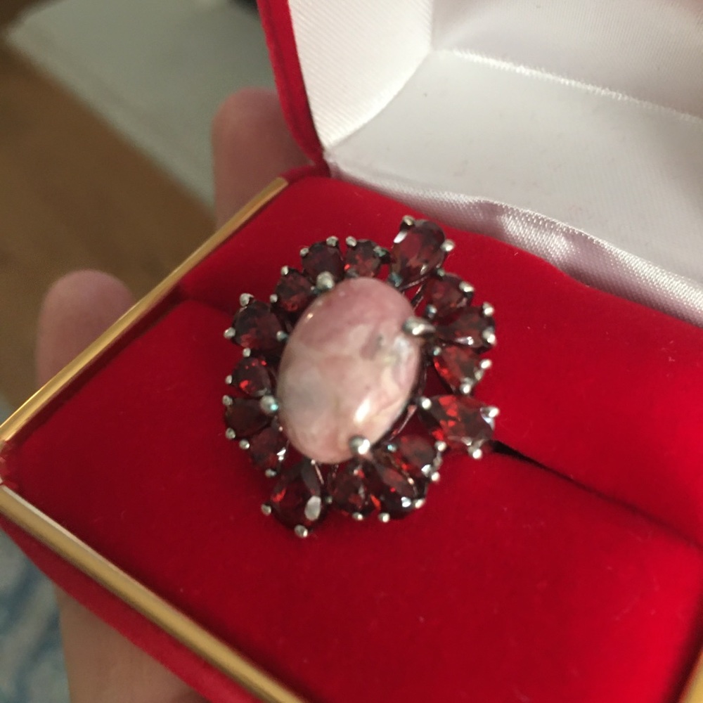 Garnet rhodochrosite sterling silver ring - Picture 6 of 11